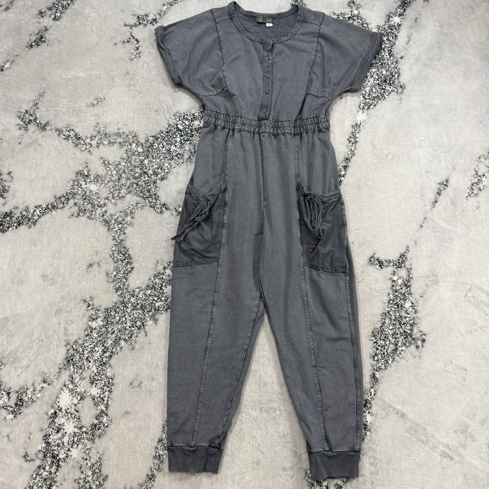 Saturday Sunday Anthropologie Jumpsuit Gray Utility Jogger Lounge Womens L